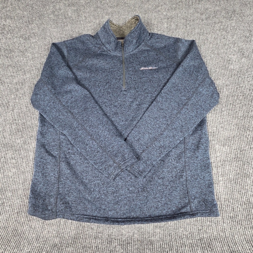 Eddie Bauer Men's 2XL Fleece Quarter Zip Pullover Blue Heathered Long Sleeve Top